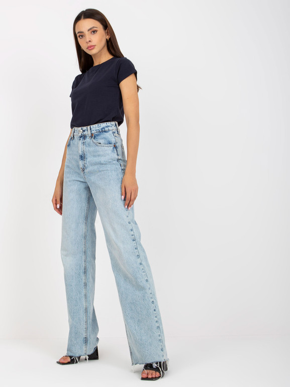 Granatowy bawełniany damski t-shirt BASIC