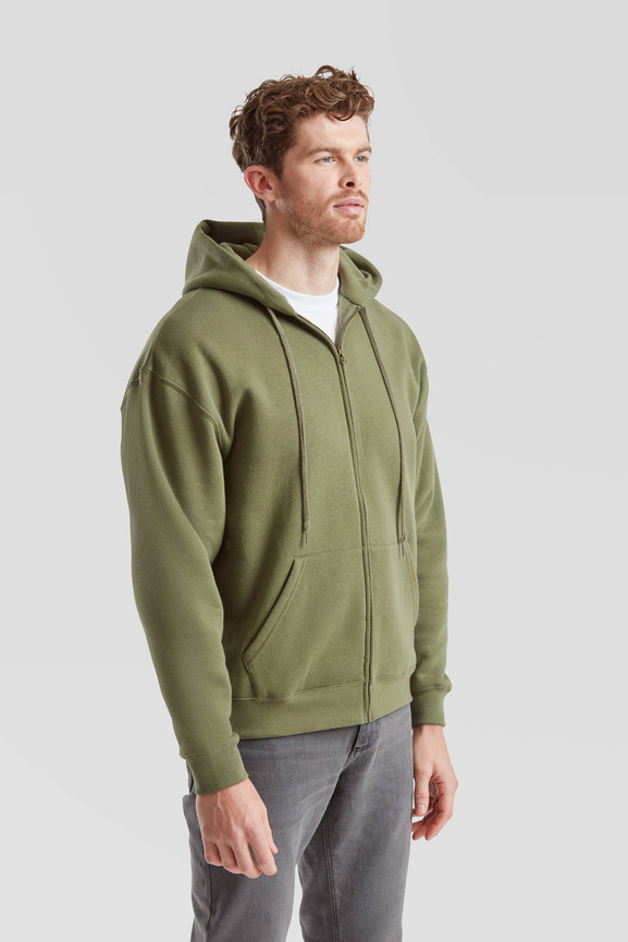 Oliwkowa bluza męska z kapturem Premium Fruit of the Loom