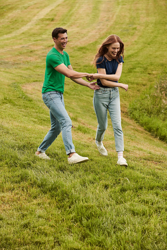 Zielona koszulka męska z czesanej bawełny Iconic rękawem Fruit of the Loom