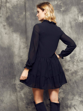 Sukienka Cocomore Boutiqe ze stójką i marszczeniami czarna