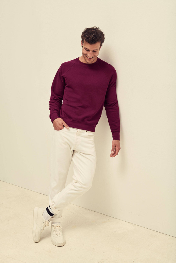 Burgundowa bluza męska Raglan Sweat Fruit of the Loom