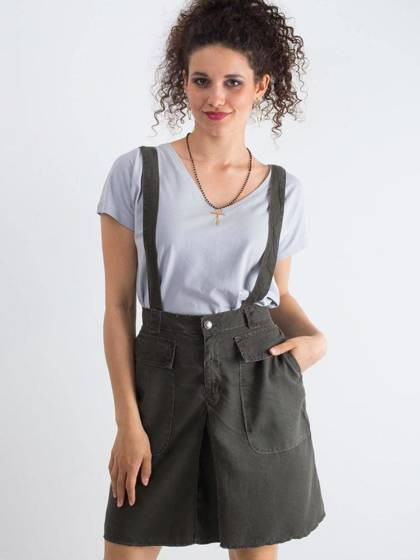 Spódnica na szelkach khaki