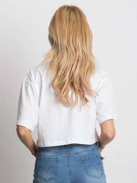 T-shirt cropped z nadrukiem biały