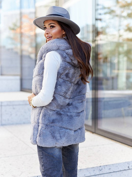 Szara kamizelka z kapturem Och Bella