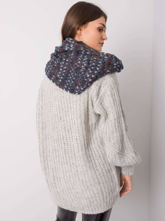 Komin z kolorową nitką granatowy