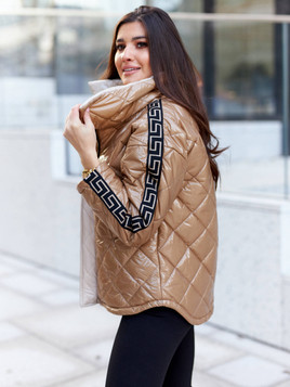 Karmelowa kurtka pikowana ozdobna taśma Cocomore