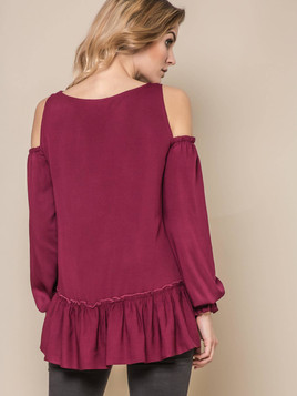 Bluzka ONE odkrywająca ramiona bordo