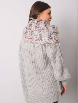 Komin z kolorową nitką i frędzlami biały