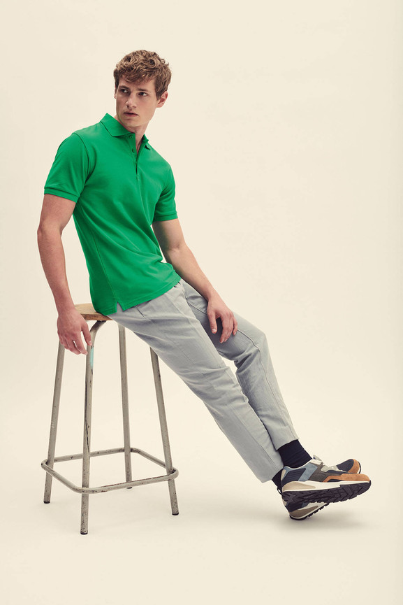 Zielona koszulka męska Premium Polo Friut of the Loom