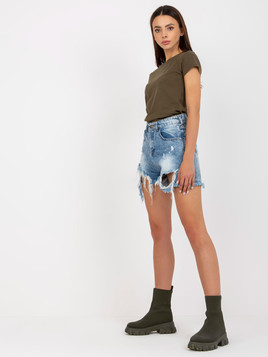 Khaki bawełniany damski t-shirt BASIC