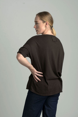 Brązowa bluzka z bawełny w serek