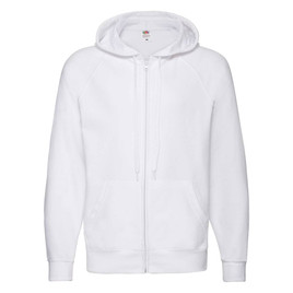 Biała bluza męska z kapturem Lightweight Zip Thru Hooded Sweat Fruit of the Loom
