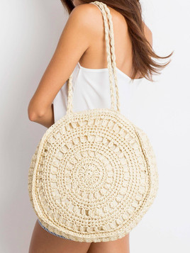 Beżowa torba pleciona z naturalnego materiału Yups