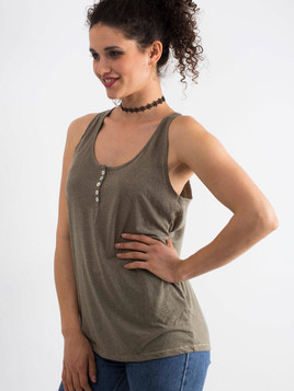 Bluzka na ramiączkach z guzikami zielona