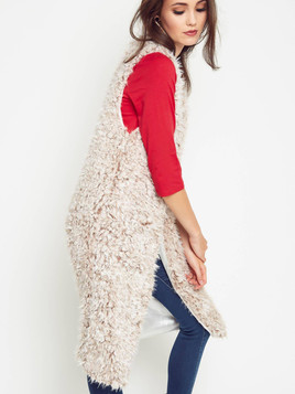 Kamizelka długa baranek jasnobrązowa