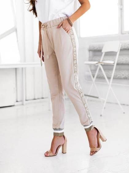 Różowe spodnie sportowe z lampasami Cocomore