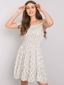 Beżowa sukienka w kwiatki hiszpanka Yups