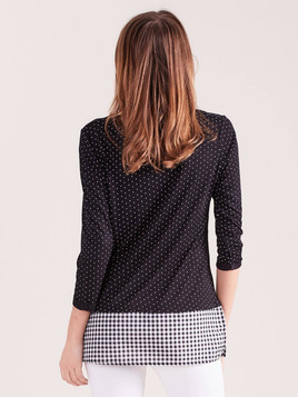 Bluzka z łączonych materiałów NEW YORK DREAMER czarna