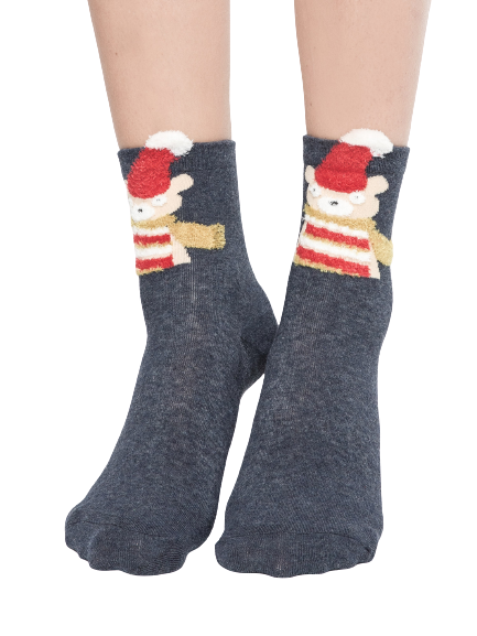 Skarpetki z aplikacją miś szare