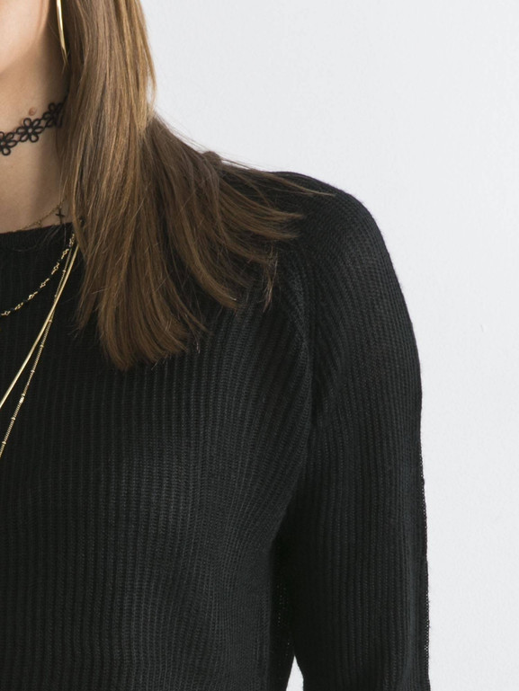 Sweter cienki w prążki czarny