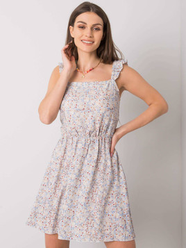 Niebieska sukienka na ramiączkach z falbanką Yups