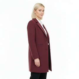 Bordowy klasyczny płaszcz w prążek Yups