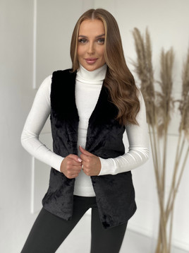 Czarna kamizelka damska futrzana Yups