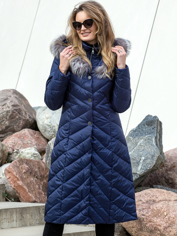 Granatowy płaszcz puchowy Premium Dankoff.dk