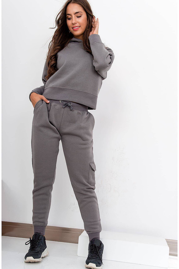 Bluza z kapturem crop szara