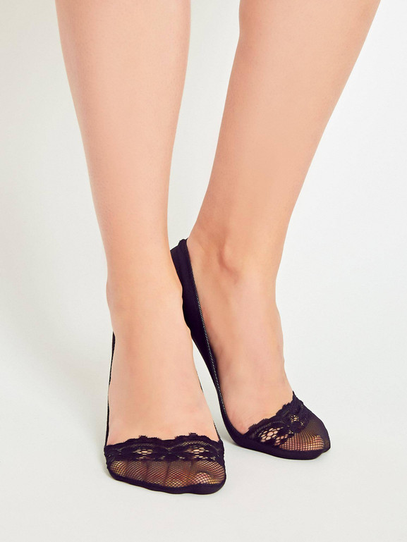 Stopki siateczka z koronką czarne