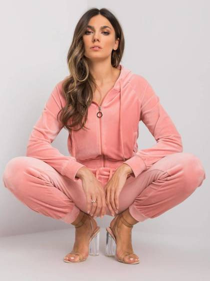 Różowy komplet dresowy z weluru Yups