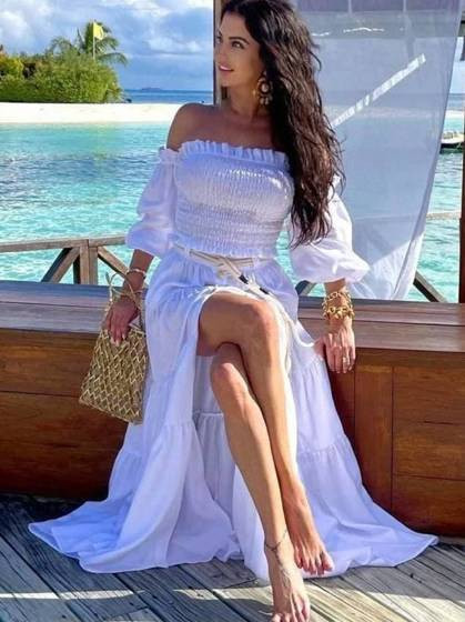 Biały komplet bluzka + spódnica flamenco Amore Amore By o la la