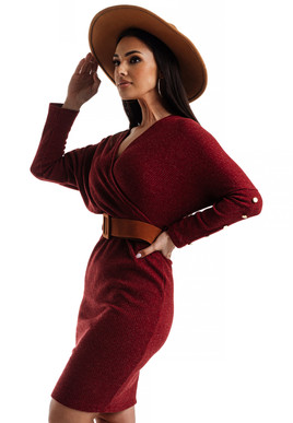 Bordowa sukienka dzianinowa Och Bella