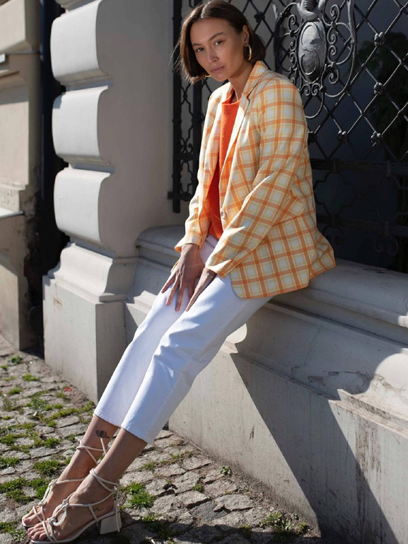 Wielobarwny żakiet klasyczny w kratkę LeMonada