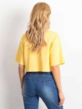 Bluzka cropped jednolita żółty