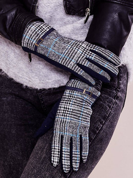 Rękawiczki dotykowe w kratkę granatowe