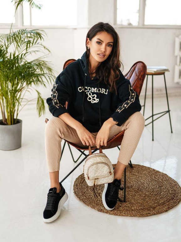 Bluza z kapturem kimonowe rękawy Cocomore czarna