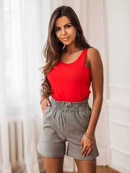 Czerwony top prążkowany na ramiączkach Cocomore