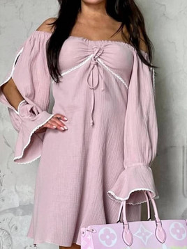 Różowa sukienka hiszpanka muślin By o la la