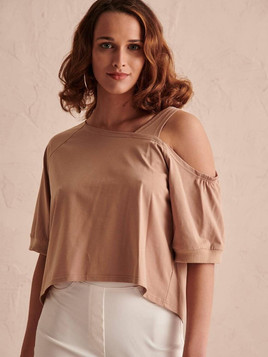 Karmelowa bluzka crop top Blue Shadow