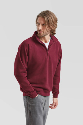 Burgundowa bluza męska Zip Neck Sweat Fruit of the Loom