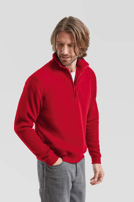 Czerwona bluza męska Zip Neck Sweat Fruit of the Loom