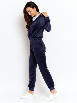 Granatowy komplet dresowy z weluru Yups