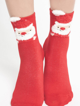 Skarpetki z aplikacją Mikołaja czerwone