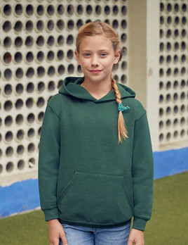 Butelkowa zieleń bluza dziecięca nierozpinana Classic kangurka Fruit of the Loom 