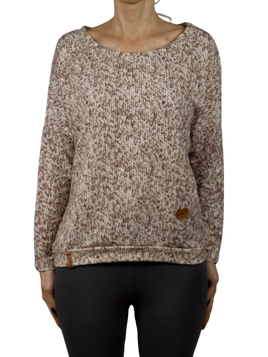 Biało-brązowa bluzka sweterkowy nadruk Mi...Mi
