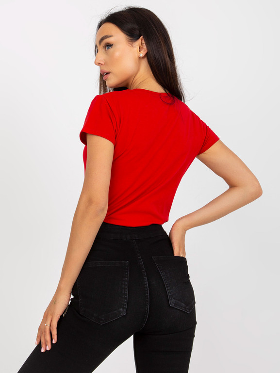 Czerwony bawełniany damski t-shirt BASIC