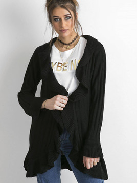 Kardigan zdobiony falbanką czarny