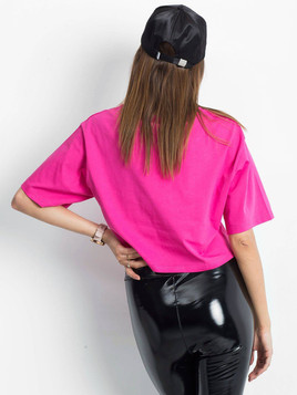 Bluzka cropped jednolita różowa