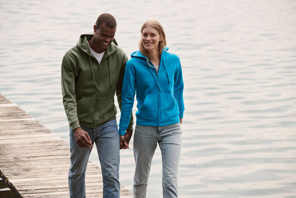 Oliwkowa bluza męska z kapturem Premium Fruit of the Loom